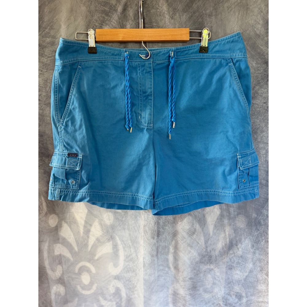 Lauren Ralph‎ Lauren Blue Cargo Shorts Womens 14 Cotton Twill Drawstring Utility